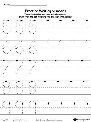 Handwriting Worksheets For Kindergarten Numbers