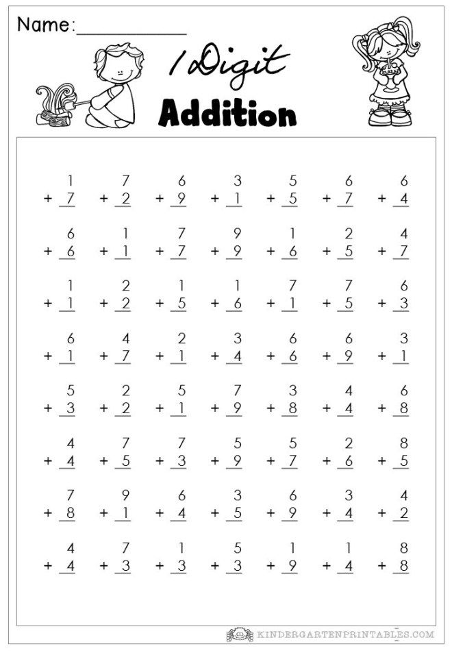 1 Digit Addition worksheets Math addition worksheets, Addition