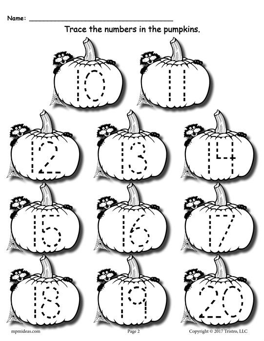 Halloween Themed Numbers 1020 Tracing Worksheet Numbers preschool
