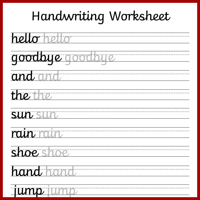 Handwriting Practice Worksheets Free Printable