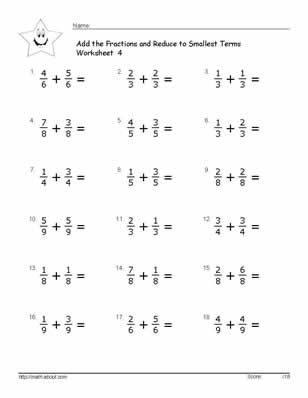Subtracting Fractions Worksheets Pdf