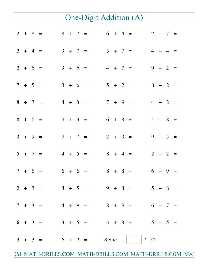 Single Digit Addition And Subtraction Worksheets Horizontal