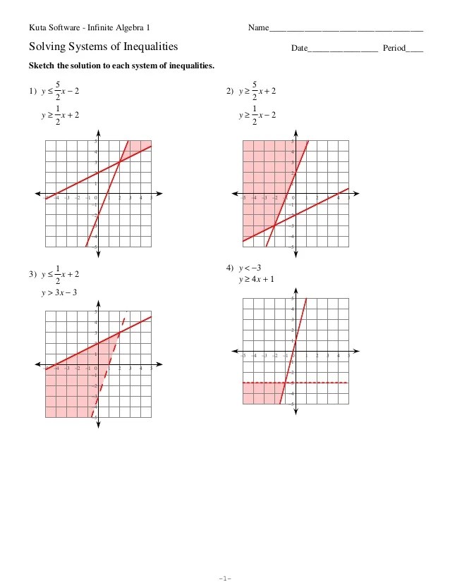 Kuta Software Infinite Algebra 1 Solving Systems Of Inequalities Most