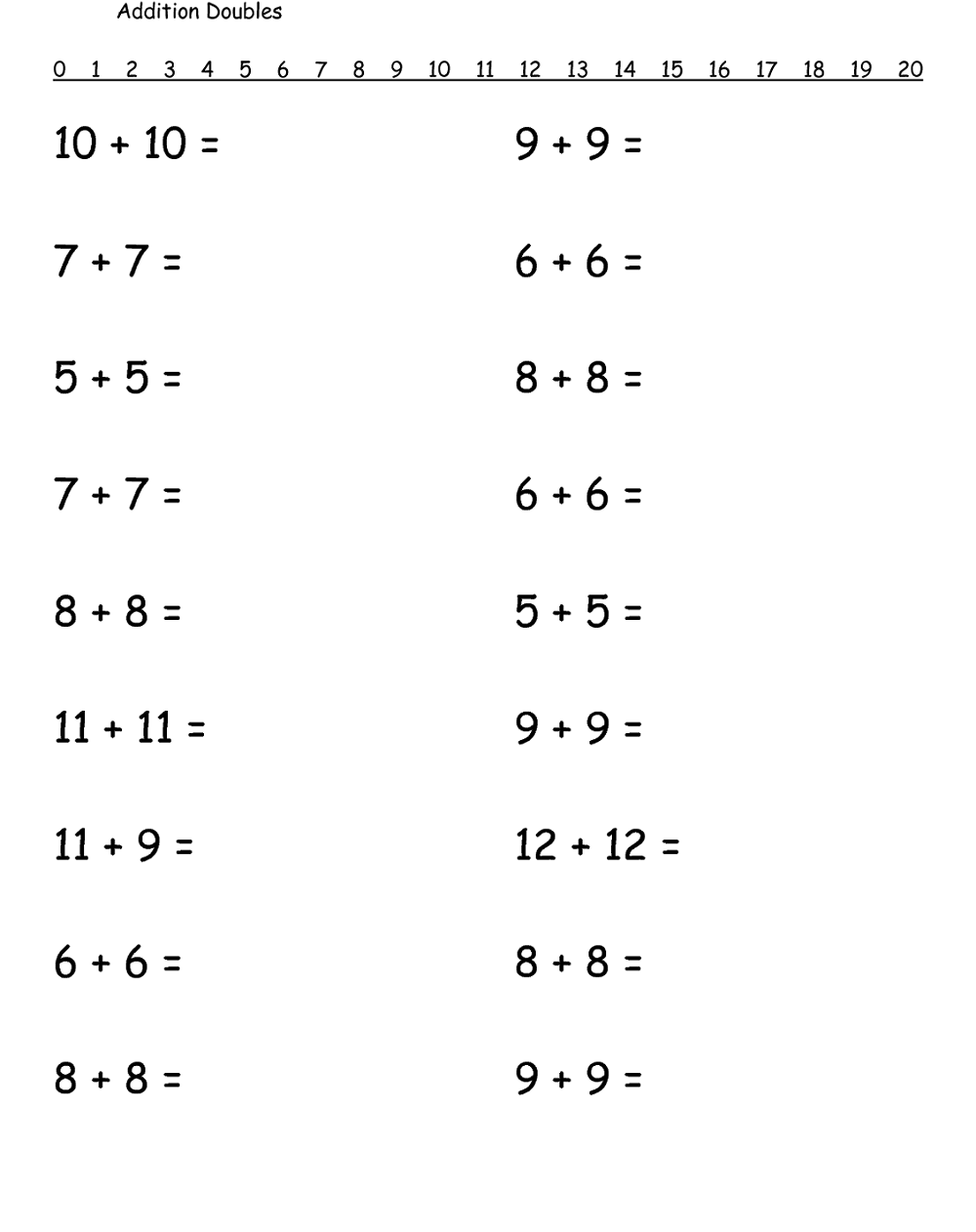 Subtraction Free Printable 1st Grade Math Worksheets