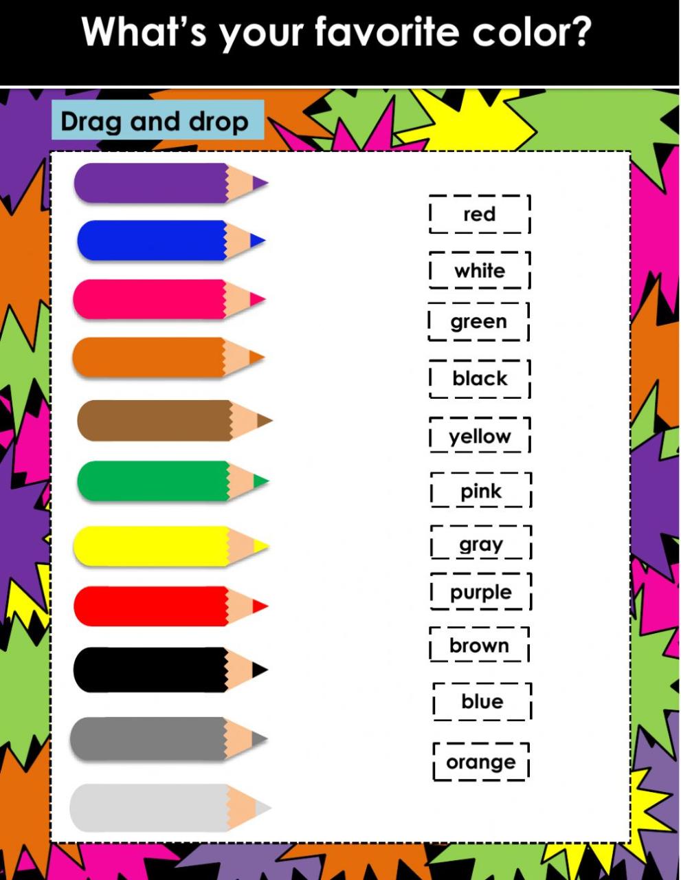 Colors Worksheet Esl