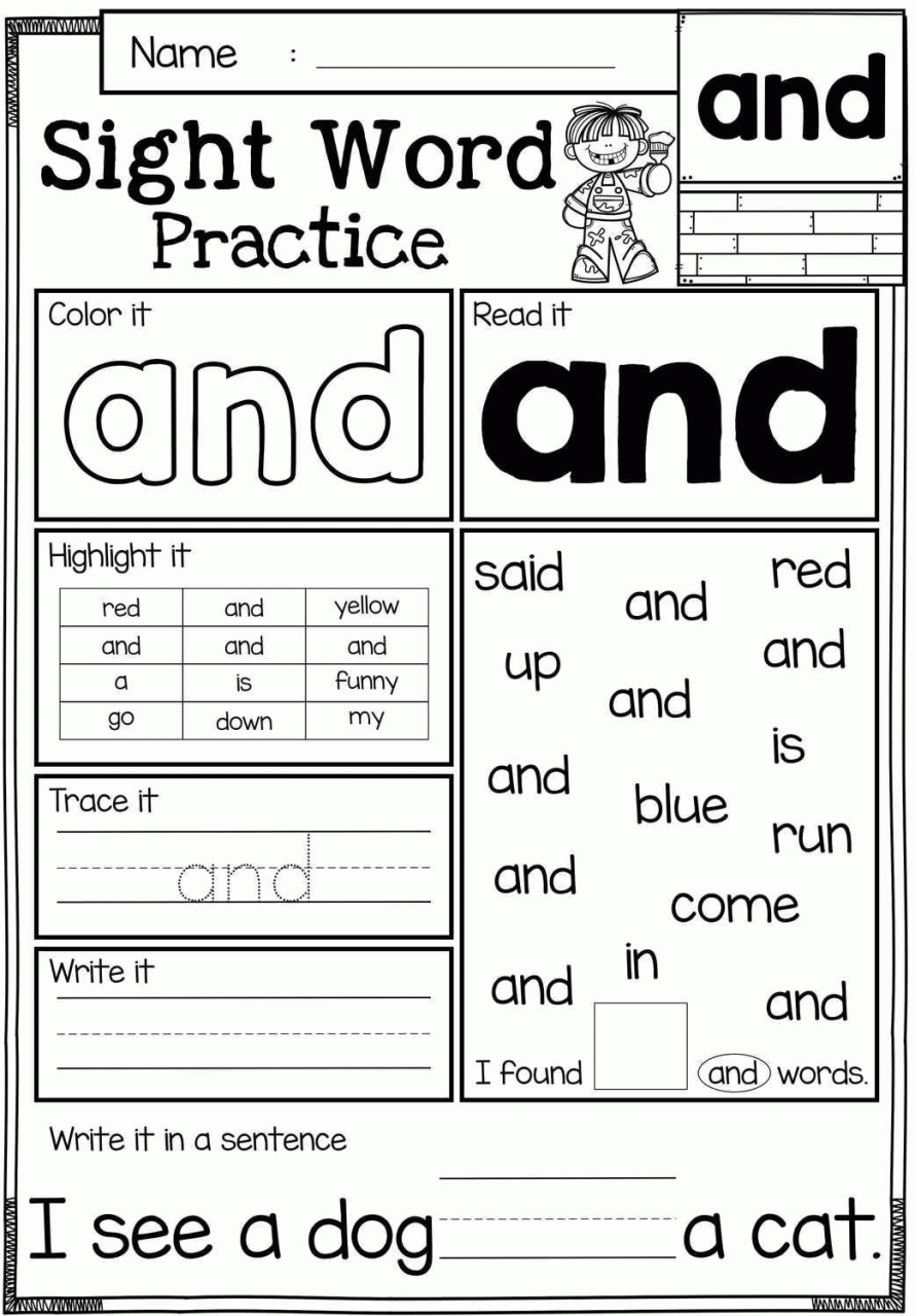 What Are The Sight Words For Kindergarten