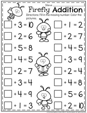Missing Number Addition Worksheets 1st Grade