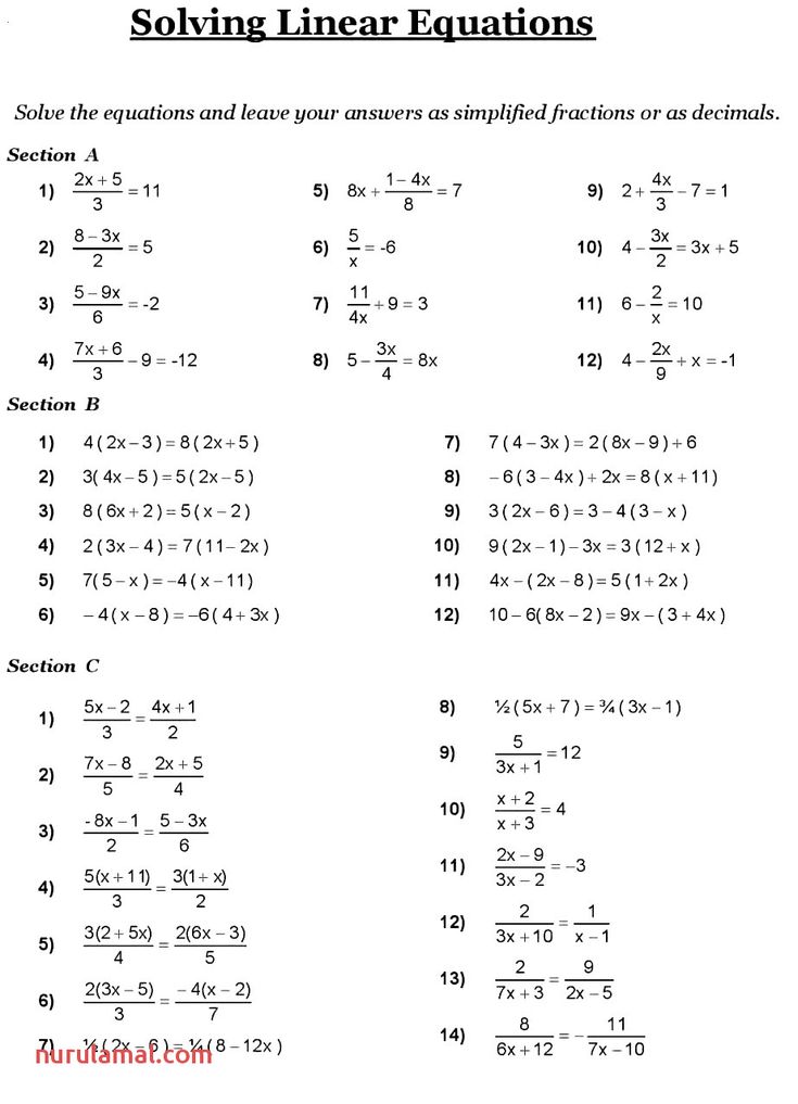 8Th Grade Algebra Worksheets With Answers