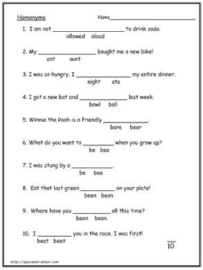 English Worksheets For Grade 10