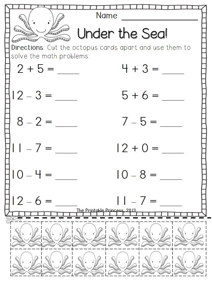 Free Addition And Subtraction Worksheets For Kindergarten