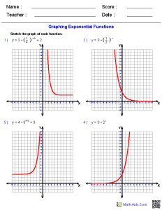 Algebra 1 Worksheets Exponents Worksheets Exponential functions