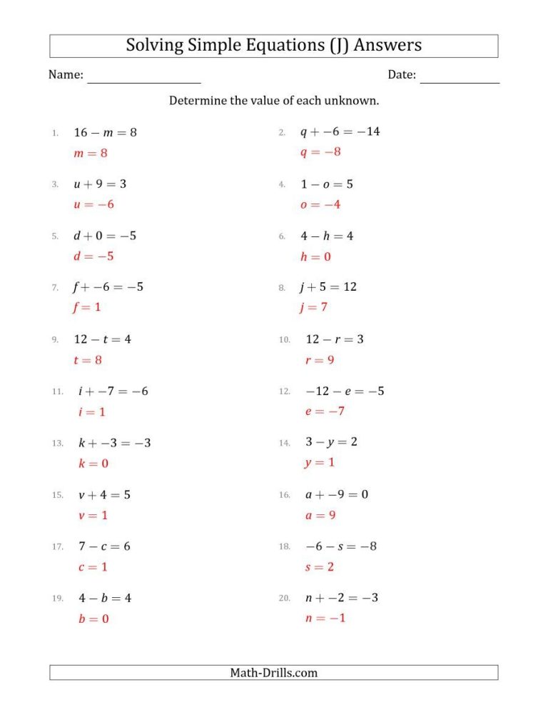 Literal Equations Worksheet #3 Answers