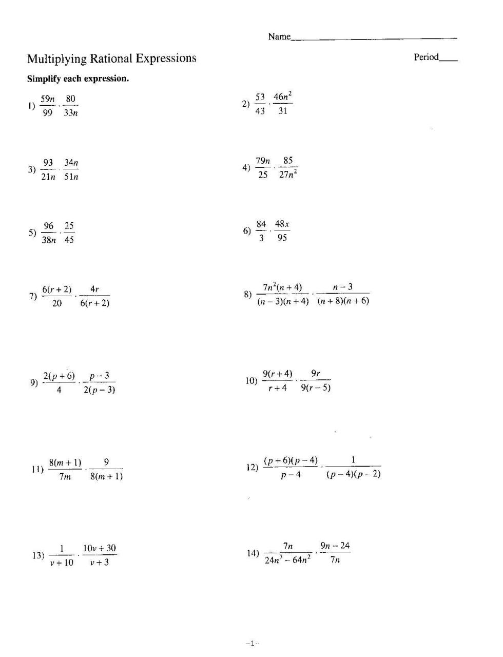 8th Grade Math Worksheets Printable with Answers