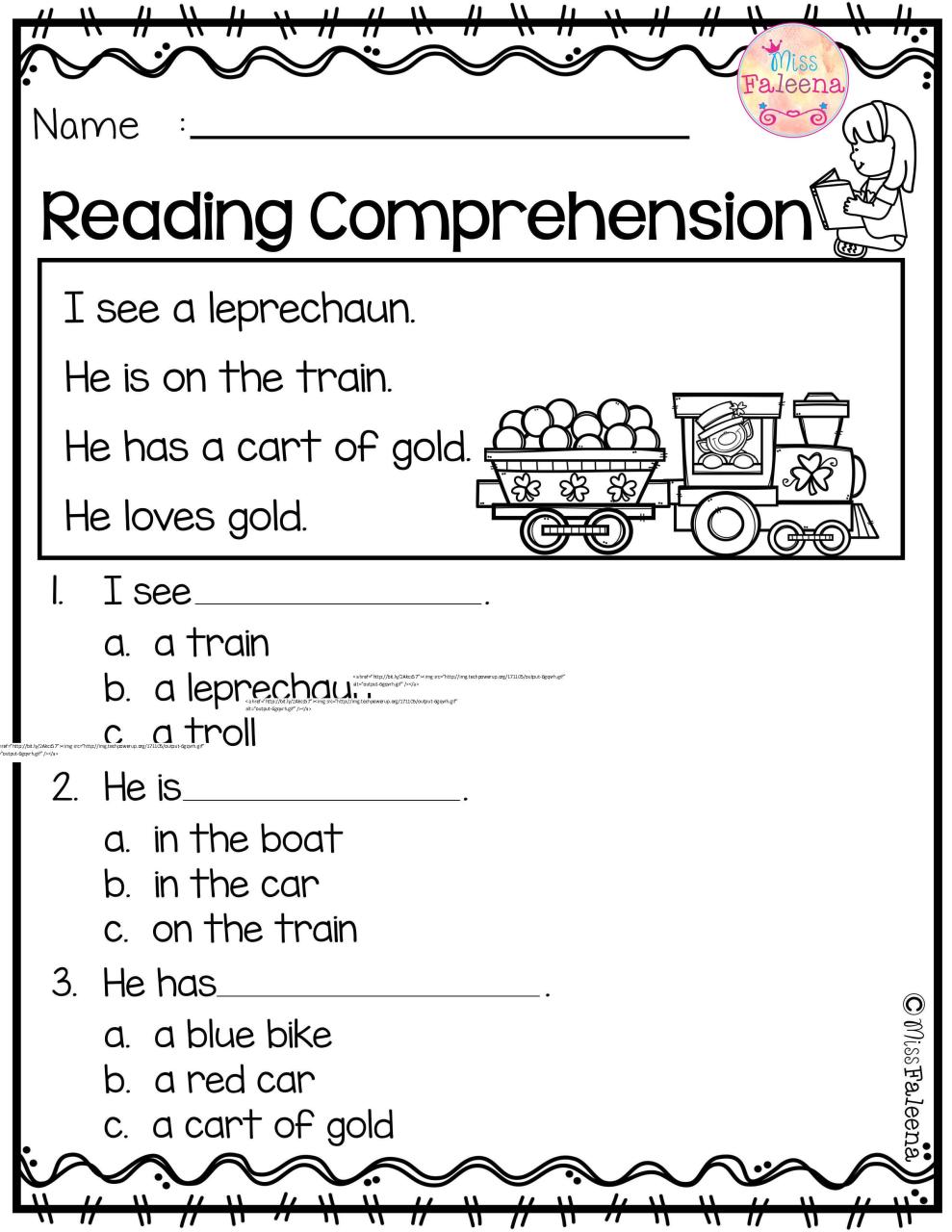 Simple Reading Comprehension Worksheets For Kindergarten
