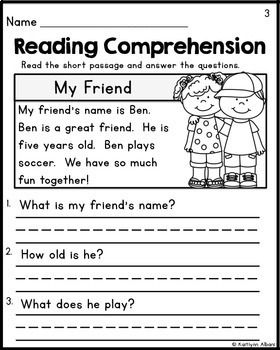 Reading Comprehension Worksheets For Kindergarten And First Grade