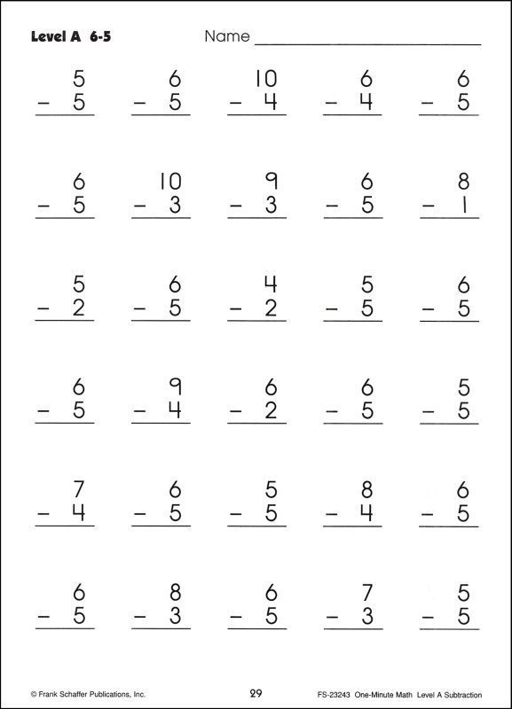 Subtraction Worksheets For Grade 1 Pdf