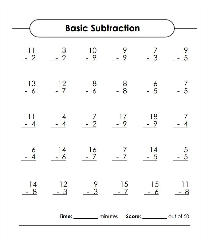 17 Sample Addition & Subtraction Worksheets Free PDF Documents