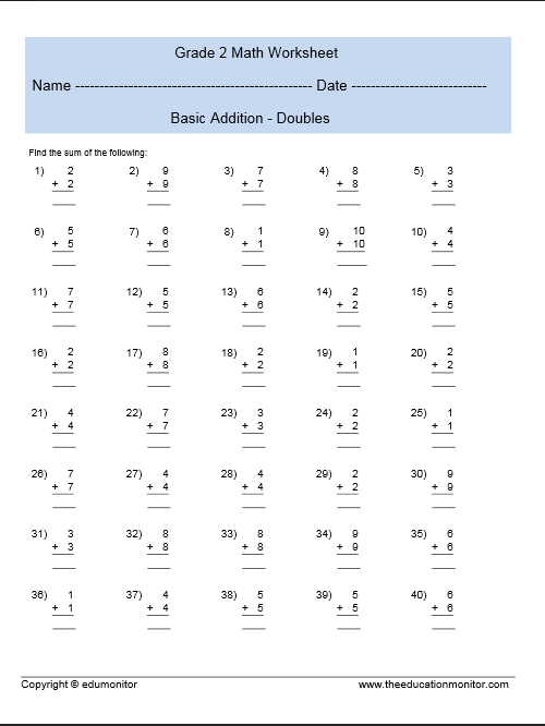 Addition And Subtraction Worksheets For 2Nd Graders