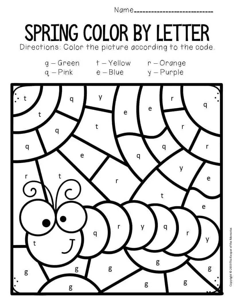 Color By Letter Worksheets Spring