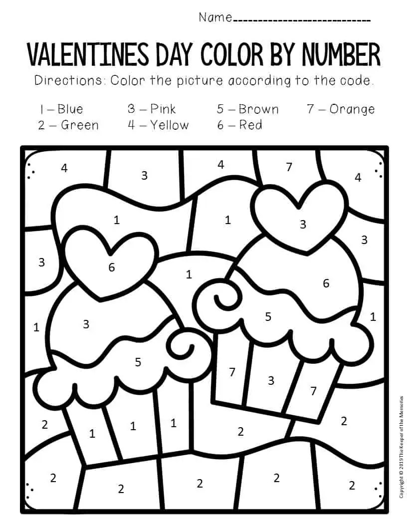 Valentines Day Coloring By Number Pages