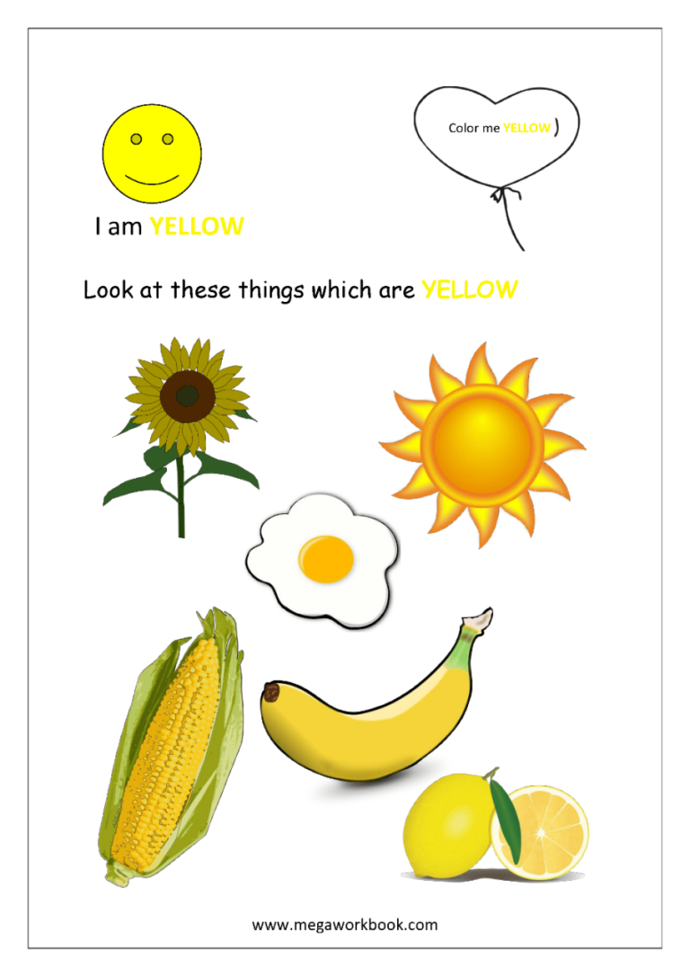 Free Color Yellow Worksheets