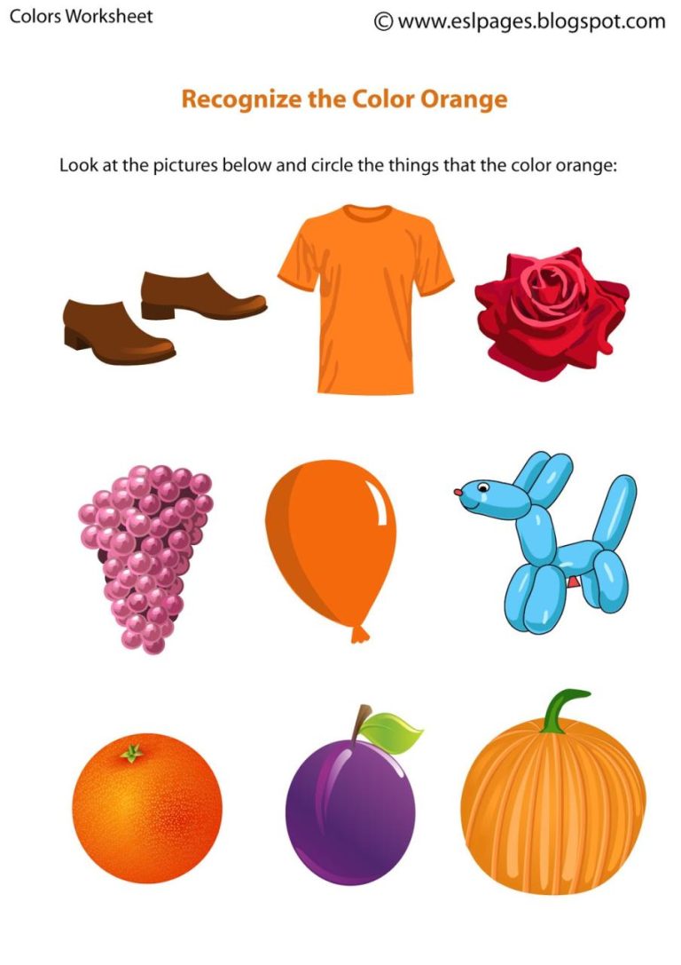 Color Orange Printable Worksheets