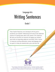 Language Arts Grade 1 Writing Sentences Twin Sisters