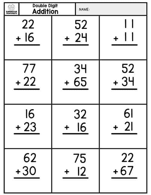 Free 2 Digit Addition Without Regrouping Worksheets