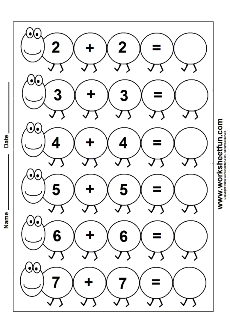 Doubles Addition Worksheets Pdf