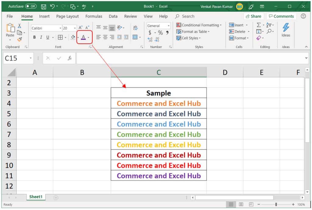 Excel Font Day5 Commerce and Excel Hub