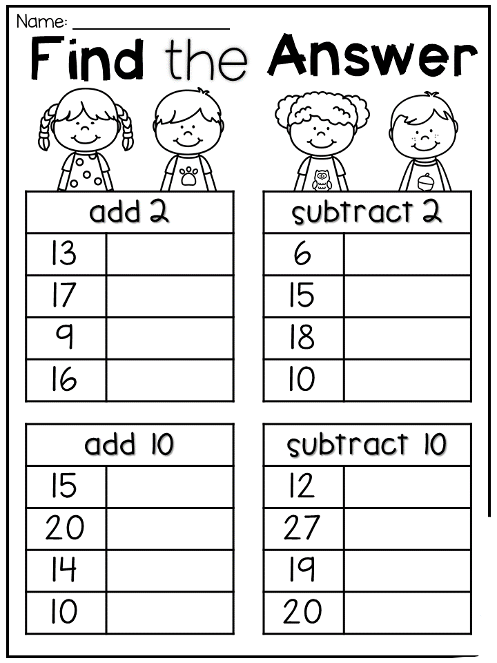 Free Printable Math Worksheets For First Grade Addition And Subtraction