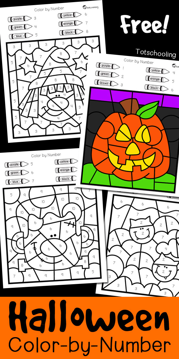 Color By Number Worksheets For Kindergarten Halloween