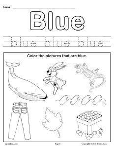Color Blue Worksheet SupplyMe