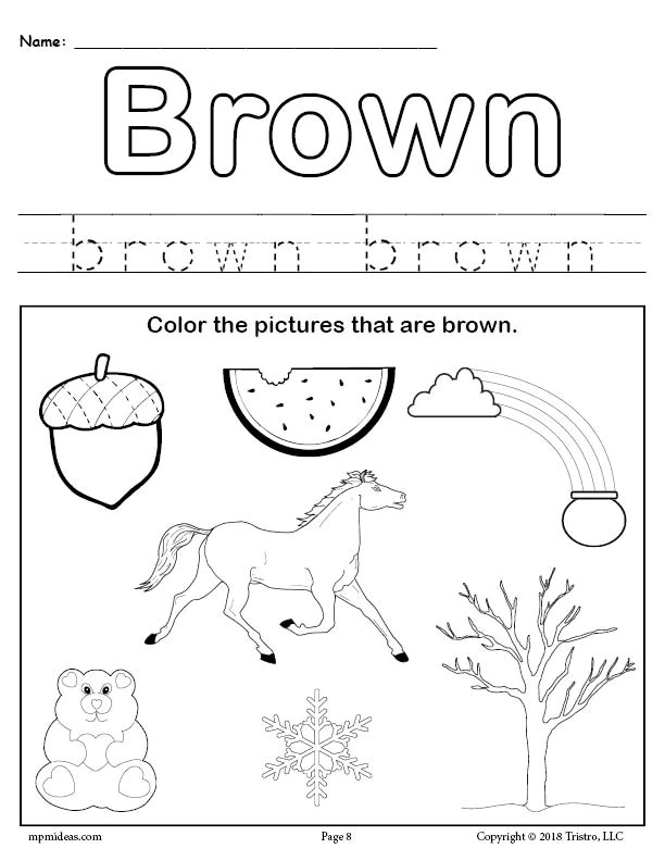 Color Brown Worksheet SupplyMe