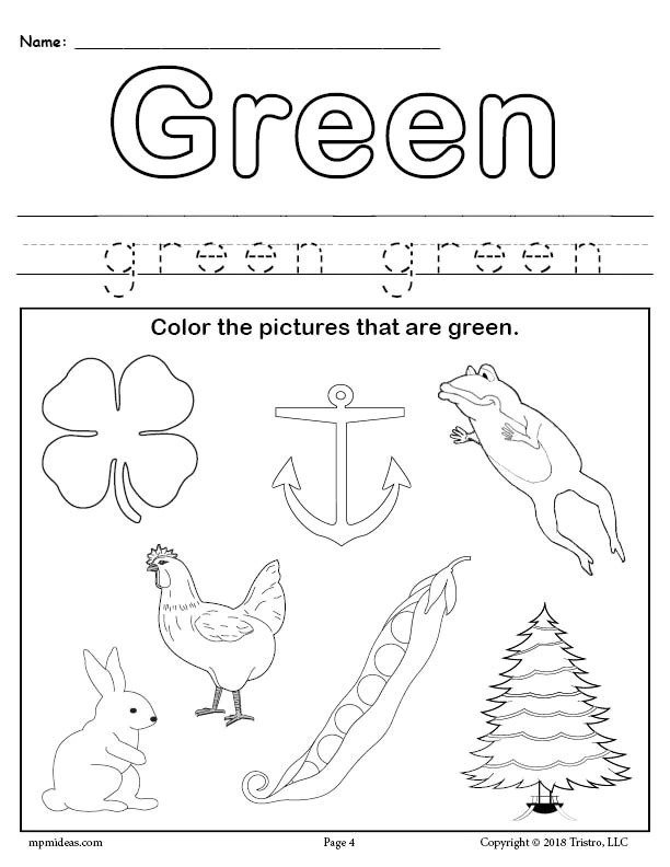 Color The Things That Are Green Worksheet