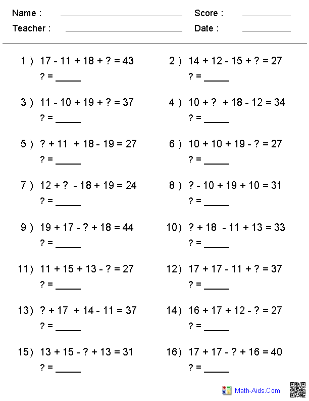 Solving One-Step Equations Addition And Subtraction Worksheet Pdf