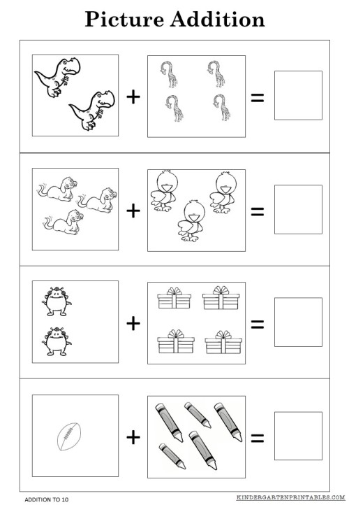 Picture Addition Worksheets Free