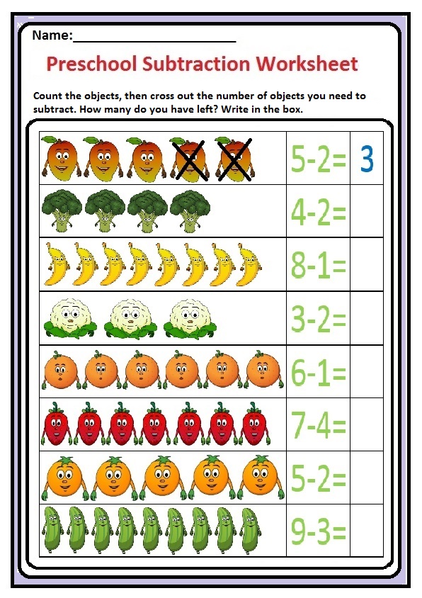 Addition And Subtraction Worksheets For Kg