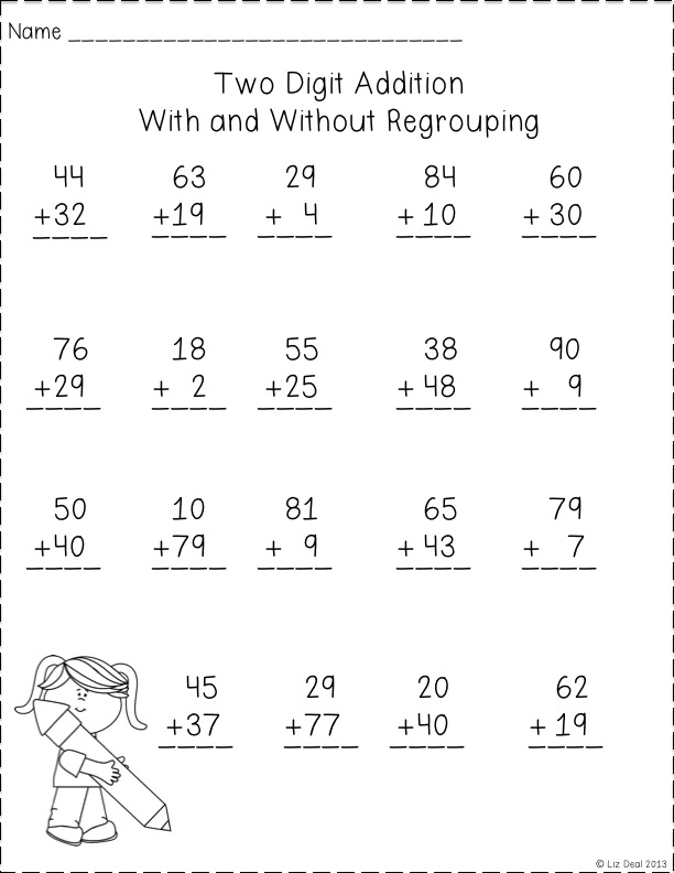 Double Digit Addition Worksheets No Regrouping