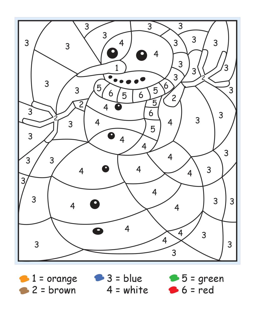 Easy Color By Number Worksheets For Kindergarten