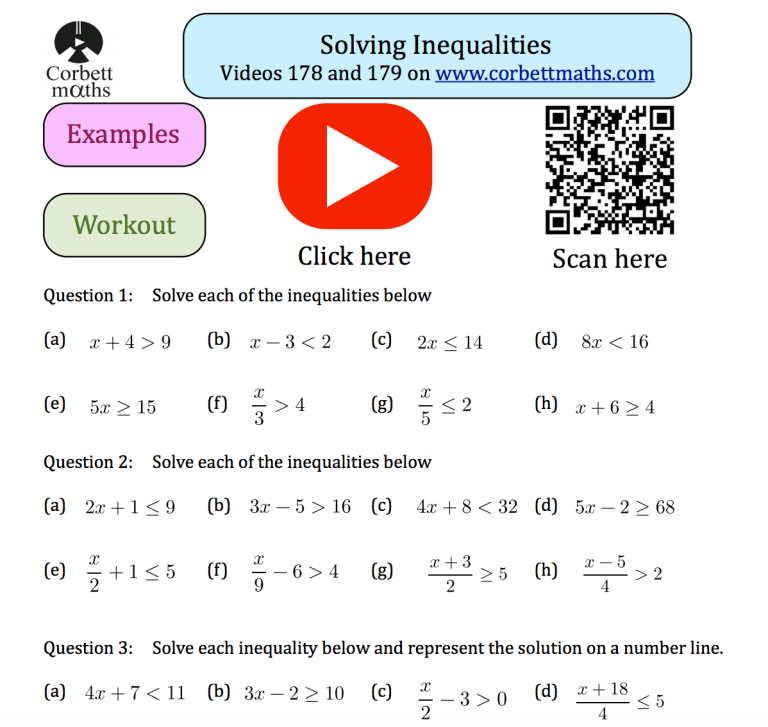 Solving Quadratic Equations Worksheet Corbettmaths
