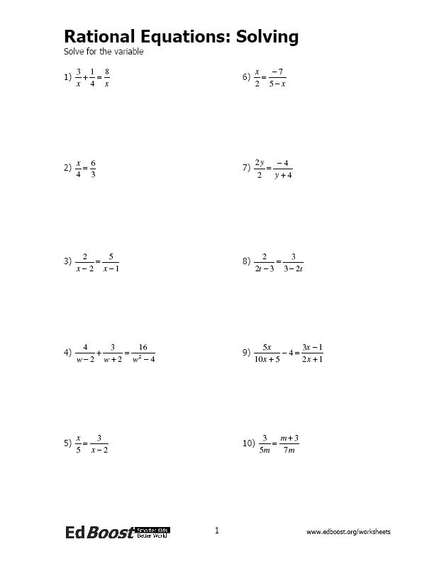 Literal Equations Worksheets Algebra 1
