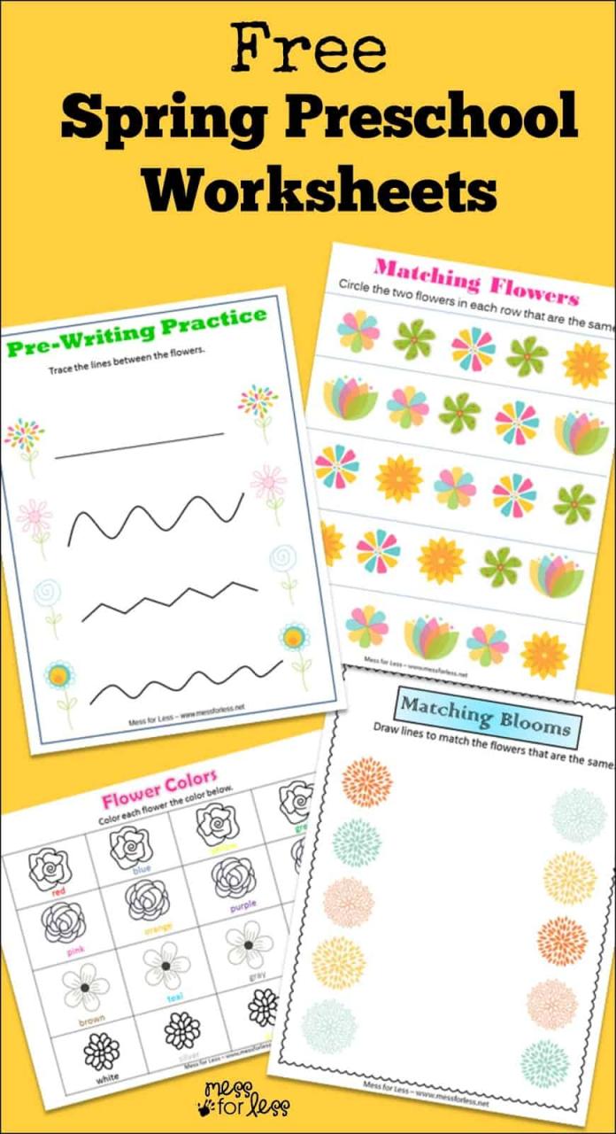 Free Spring Preschool Worksheets Mess for Less