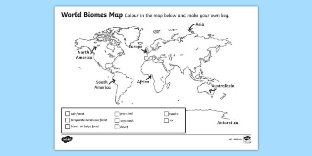 Biome Map Coloring Worksheet Key
