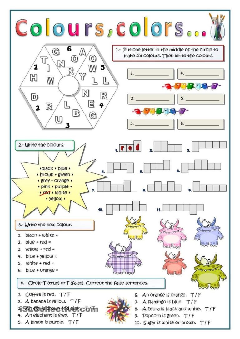 Color In English Worksheet