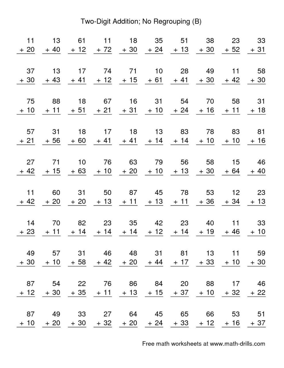 Addition And Subtraction Within 100 With Regrouping Worksheets
