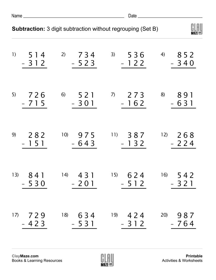 Math Worksheets For 2Nd Graders Subtraction With Regrouping