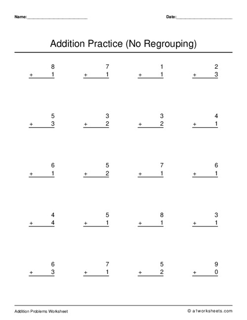 Grade 1 Addition (No Regrouping) Worksheets