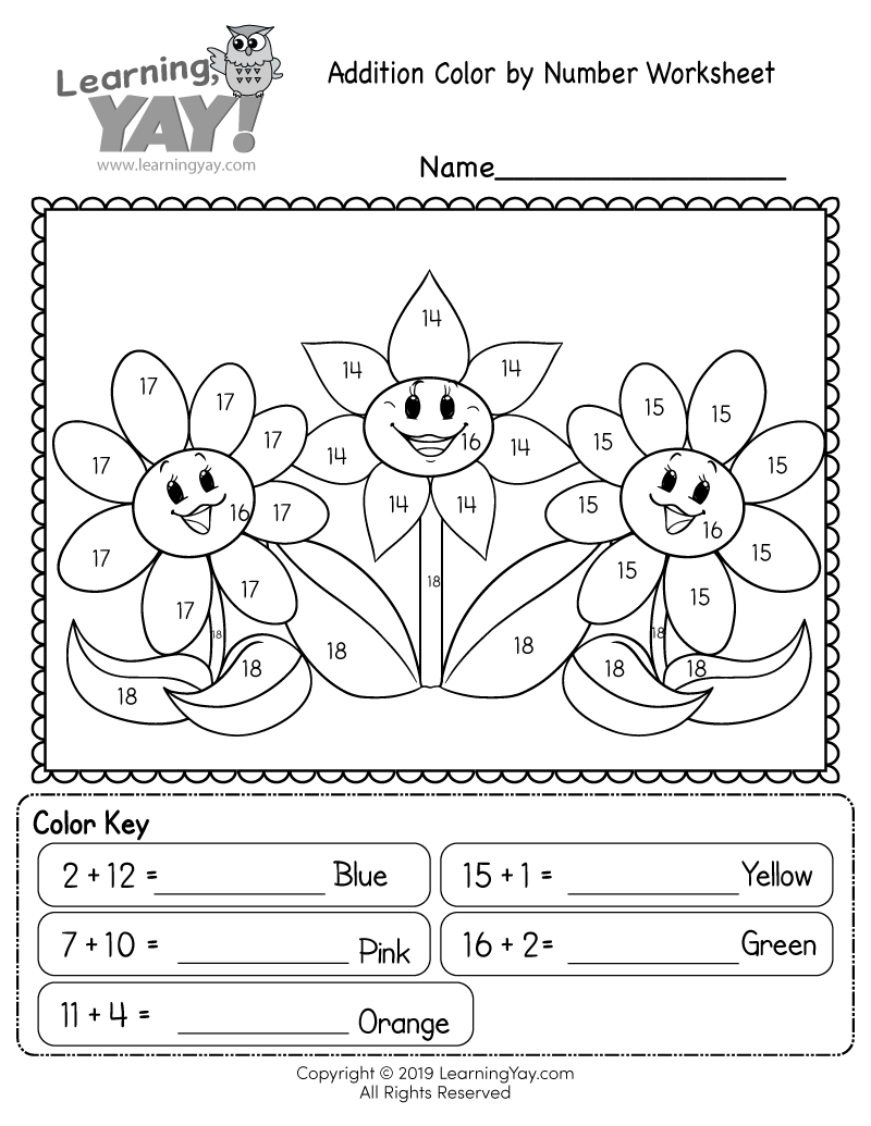 Color By Numbers Worksheets For First Grade