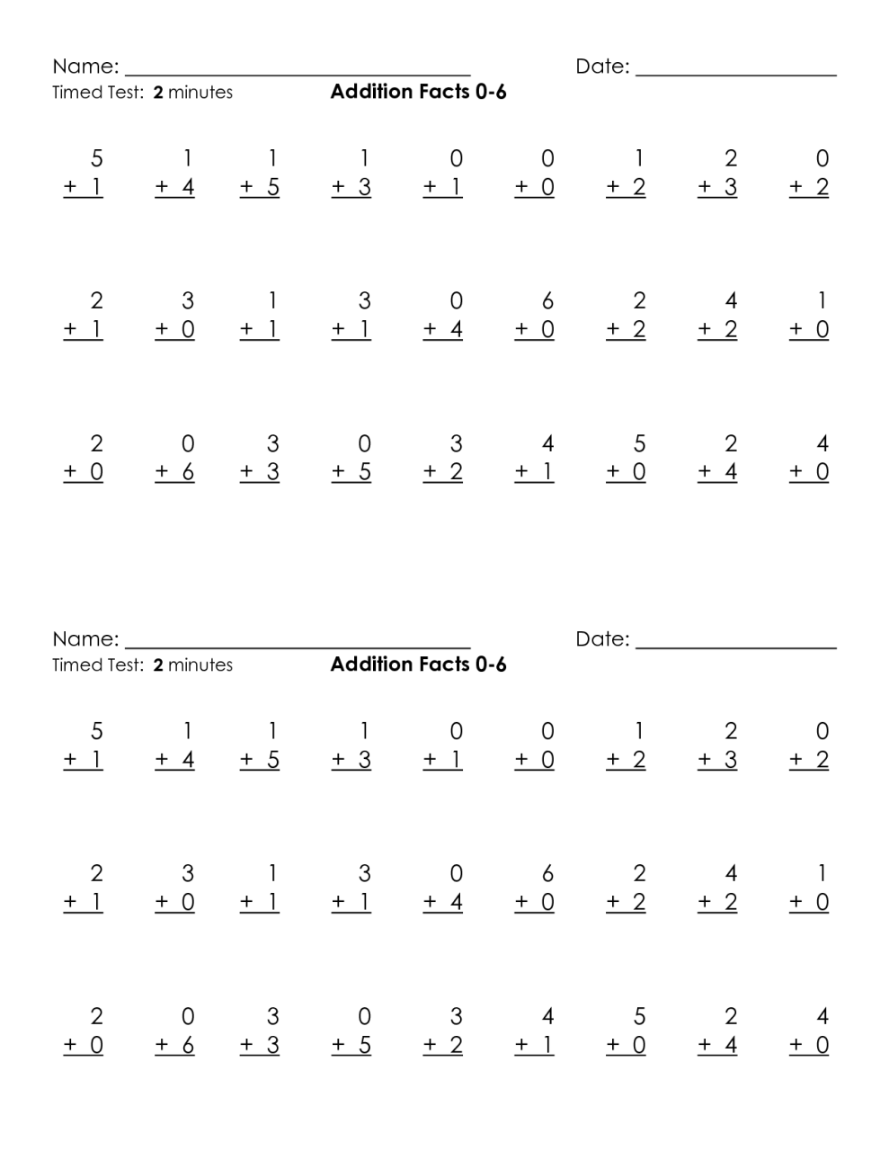 17 Best Images of 1 Minute Timed Addition Worksheets Math Addition